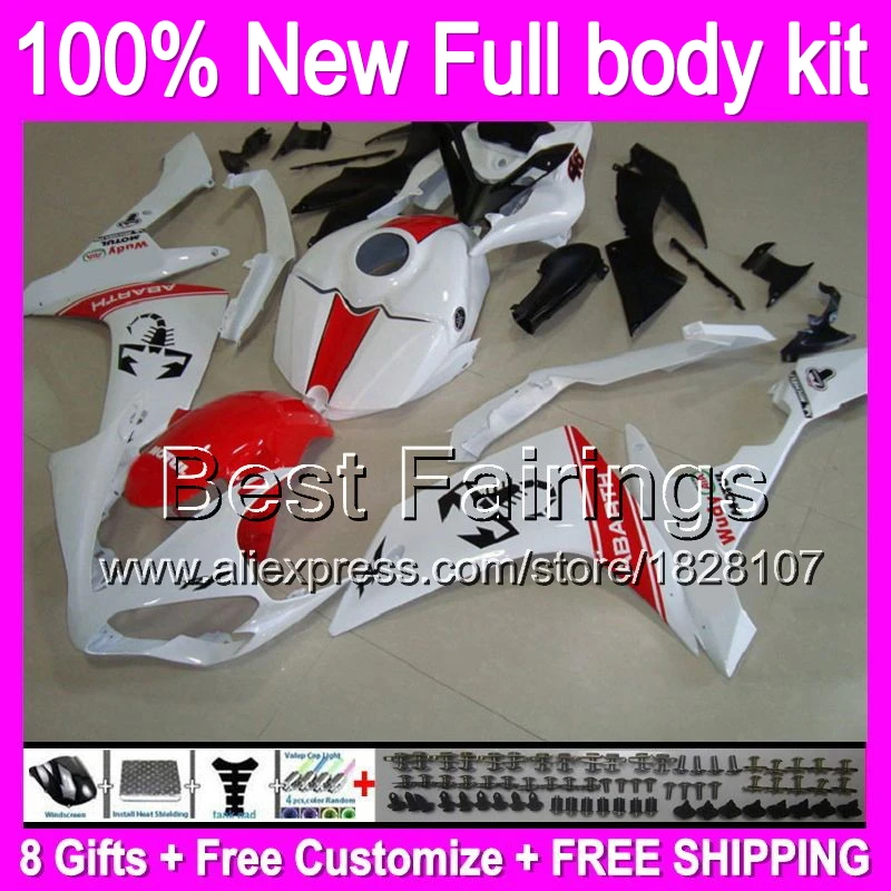 

Fairing Scorpion Red Body For YAMAHA YZF-R1 07-08 YZF1000 07 08 YZF R1 12B63 YZF 1000 Red white 07 08 YZFR1 2007 2008 +decal