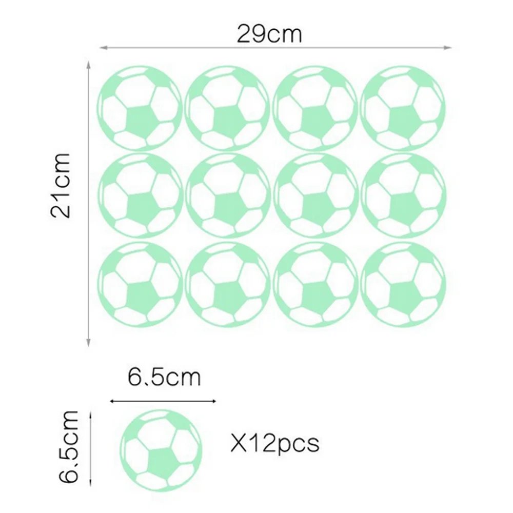 Новые 12 шт. 3D футбол светится в темноте светящиеся флуоресцентные виниловые наклейки на стену домашний Декор наклейки