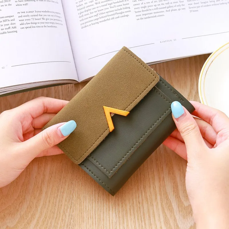 

NEW Short Women wallets Matte Hasp Small Wallet PU Leather Solid Purses Credit Cards Money Panelled Mini Wallet Carteira HC152