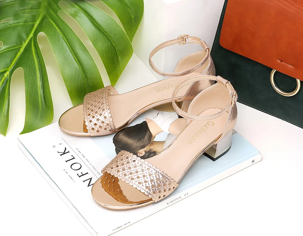 Women Sandals High Heels Mesh Peeper Toe Fish Head Bowl Sexy Hollow Crystal Buckle Strap