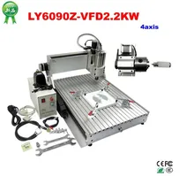(Russain no tax!) High speed big cnc router 6090, 4 axis cnc cutting machine 2200w for pcb metal stone carving
