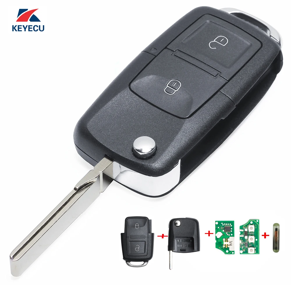 Запасной флип-накопитель KEYECU 433 МГц ID48 для VW Volkswagen Jetta Passat Golf Beetle Bora 959-2005- 1J0 753 AG |