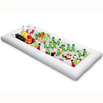 

134x64cm Inflatable Beer Table Pool Float Summer Water Party Air Mattress Ice Bucket Serving/Salad Bar Tray Food Drink Holder