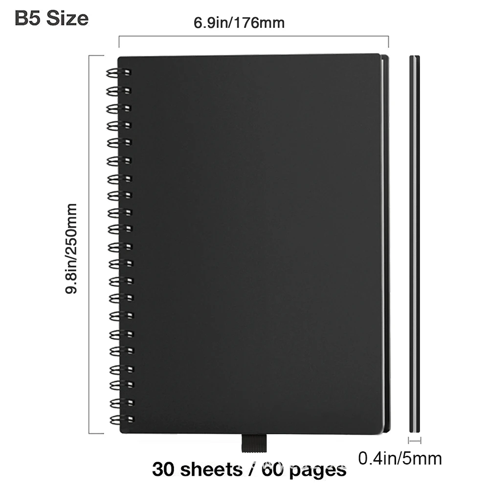 A5/B5 блокнот дневник журнал Смарт многоразовые стираемые спираль офис школы путешественников черный с 15s стираемая гелевая ручка рисунок подарок