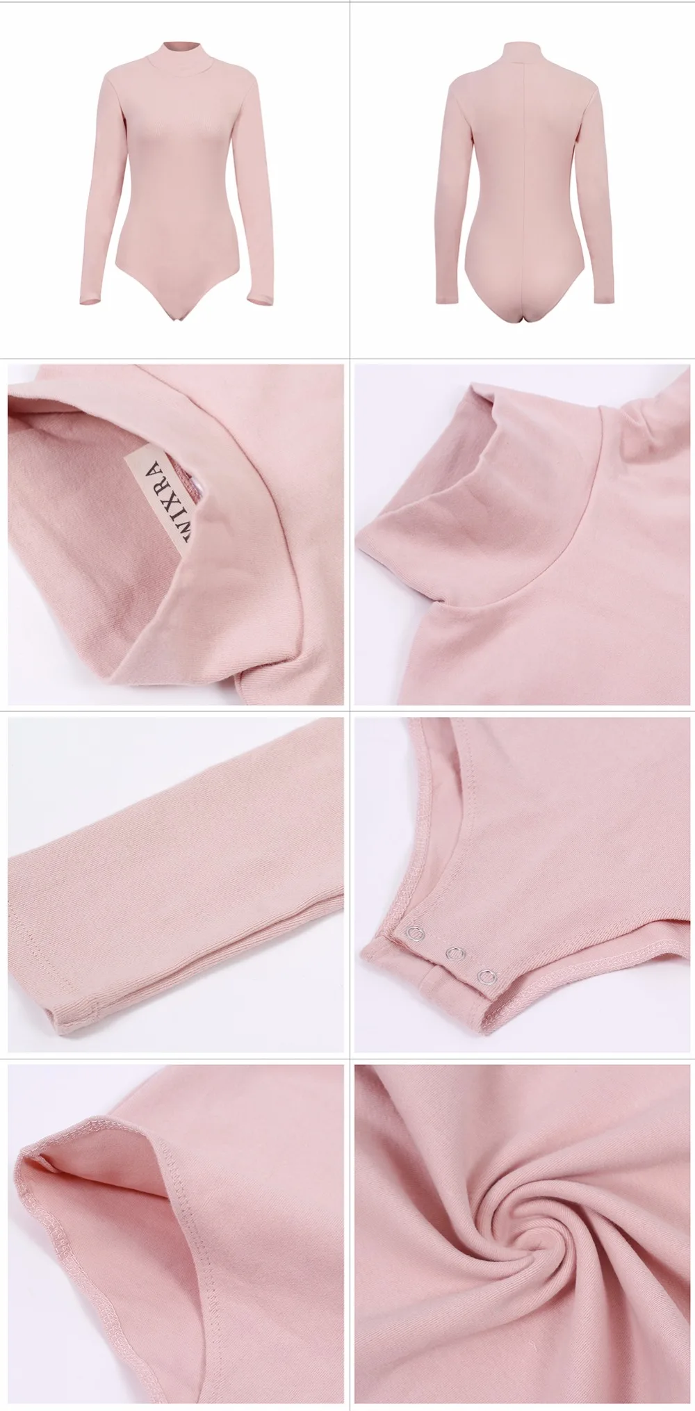 WIXRA одноцветное боди с высоким горлом для женщин средства ухода за кожей Feminino Celmia пикантные Комбинезоны для 2018 ползунки блузка с длинными