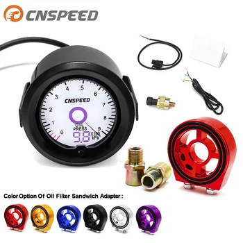 

2 inch / 52mm liquid crystal 7 color virtual pointer display oil pressure gauge with Oil Filter Sandwich Plate Adapter