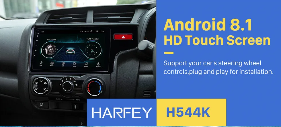 Harfey Android 8,1 10," Автомобильный Wifi Bluetooth 3g Автомобильный мультимедийный плеер 2din gps для HONDA JAZZ/FIT(RHD) gps навигация