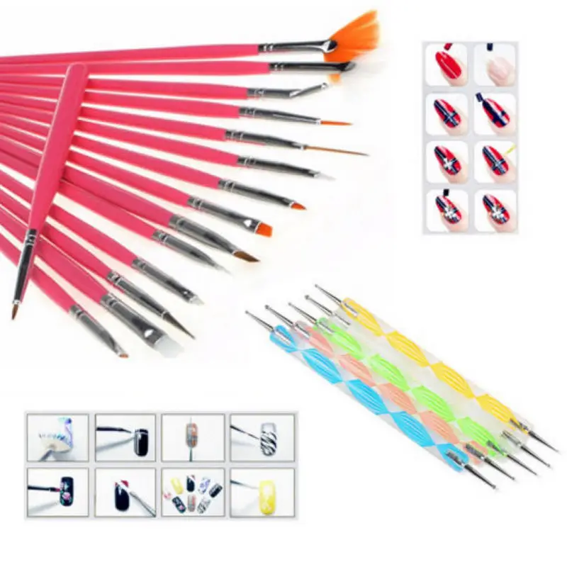 

20PCS Nail Art Womens Design Dotting Painting Drawing Polish Brush Pen Tools Set For Makeup Accessories