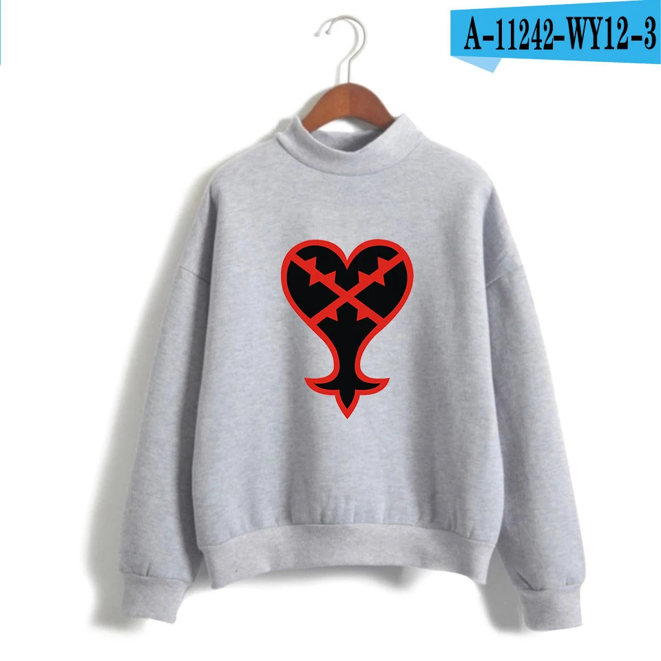 Kingdom hearts/модный Повседневный пуловер с буквенным принтом и длинными рукавами; свитер в Корейском стиле с высоким воротником - Цвет: gray