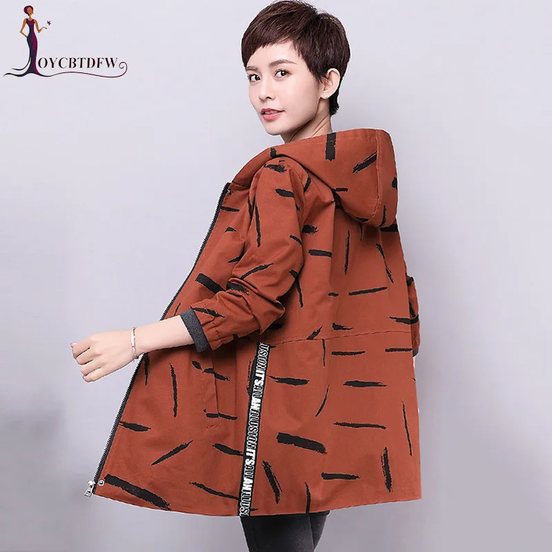 

Plus Size M-4xl Harajuku Spring And Autumn Women Print Jacket Coat 2018 New Fashion Middle-aged Female Hooded Jacket Coat No259