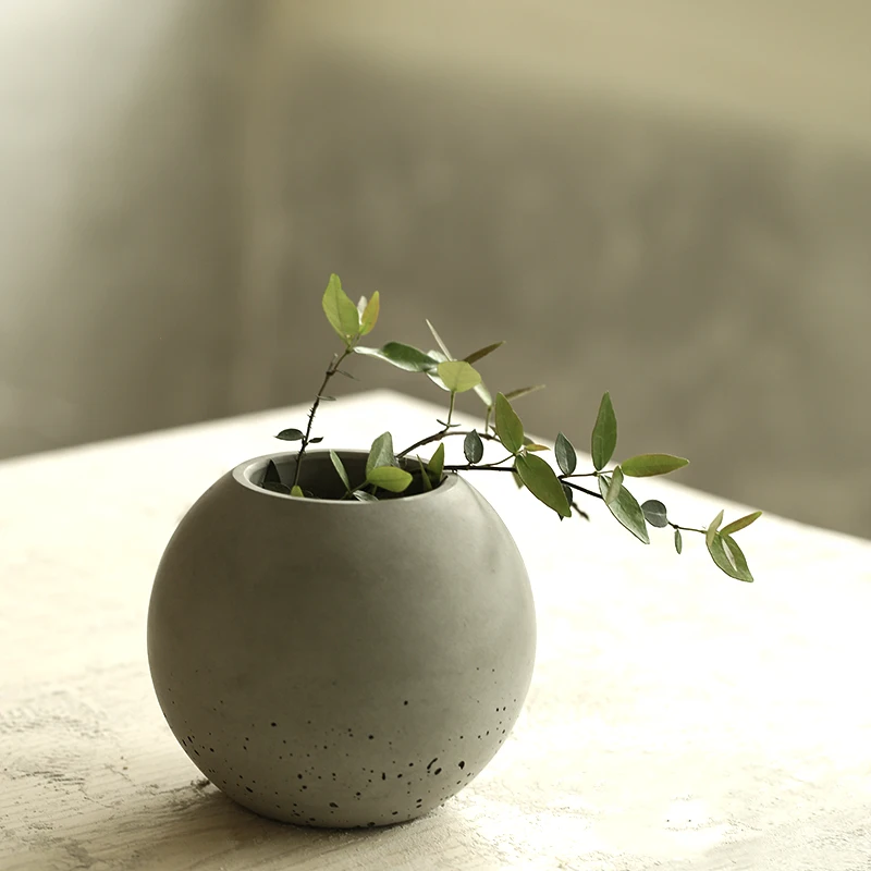 cimento casa decoração bola forma pote concreto