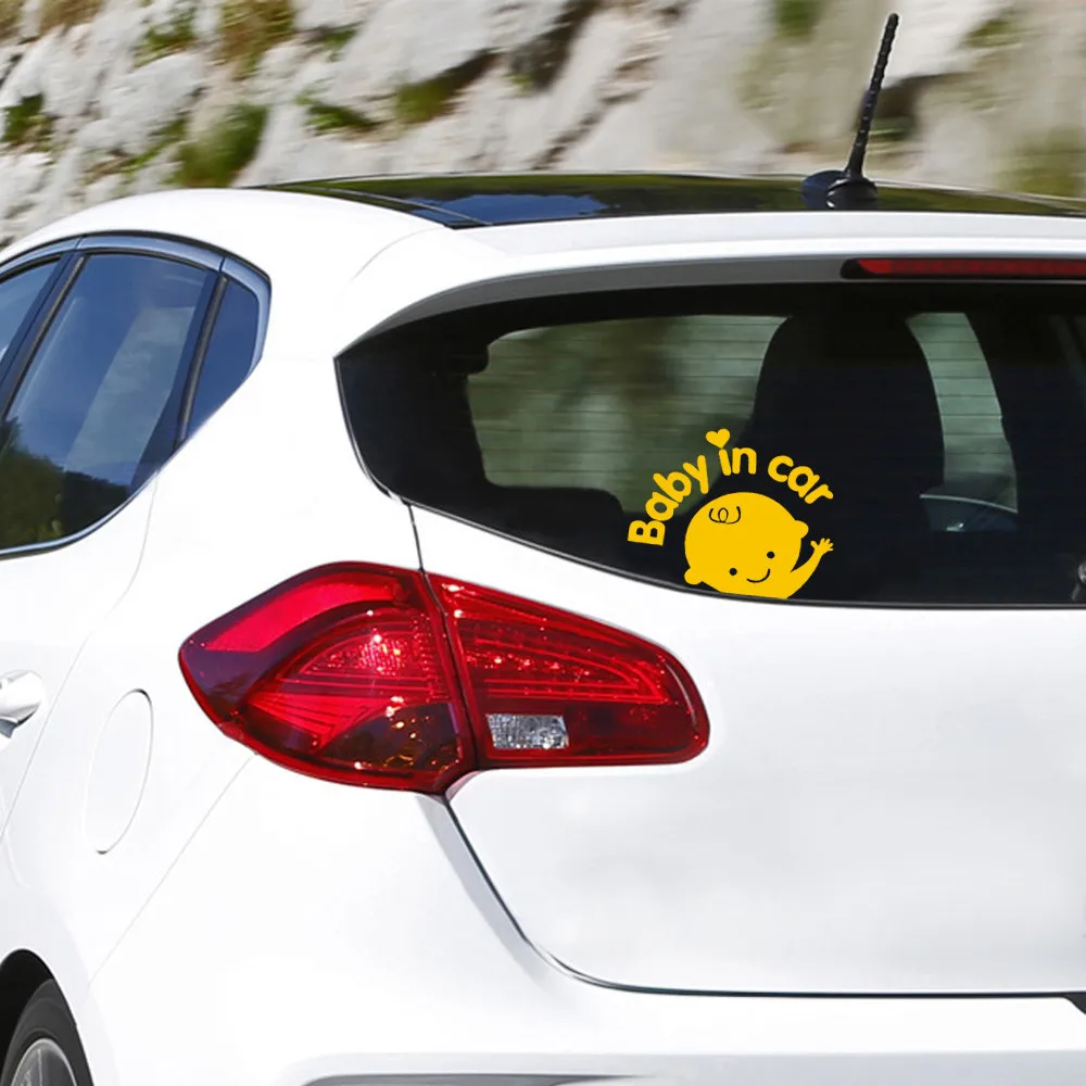 

Car Stickers Baby in Car Waving Safety Sign Car Decal Sticker Pattern Truck Side Sticker Auto Decoration Accessories Car Window