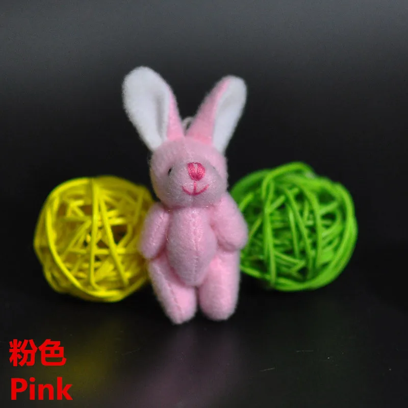 Оптом 100 шт 4,5 см(1,") Плюшевые Мини-кролик шарнирные Подвески Мягкий Кролик для ключей цепь/букет/мобильный телефон/сумка Мягкая куколка