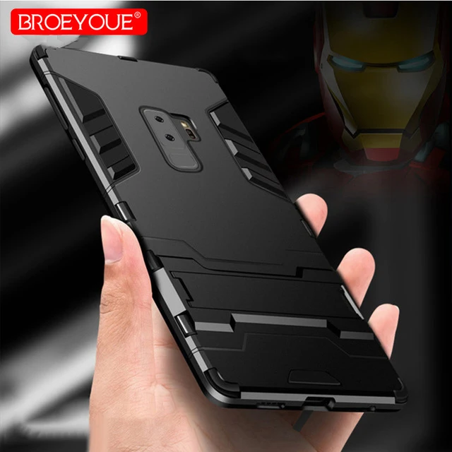 

BROEYOUE Case For Samsung Galaxy S5 S6 S7 S8 S9 Edge Plus Hybrid Hard Armor Cover For Galaxy Note 4 5 8 J2 J5 J7 Prime Kickstand