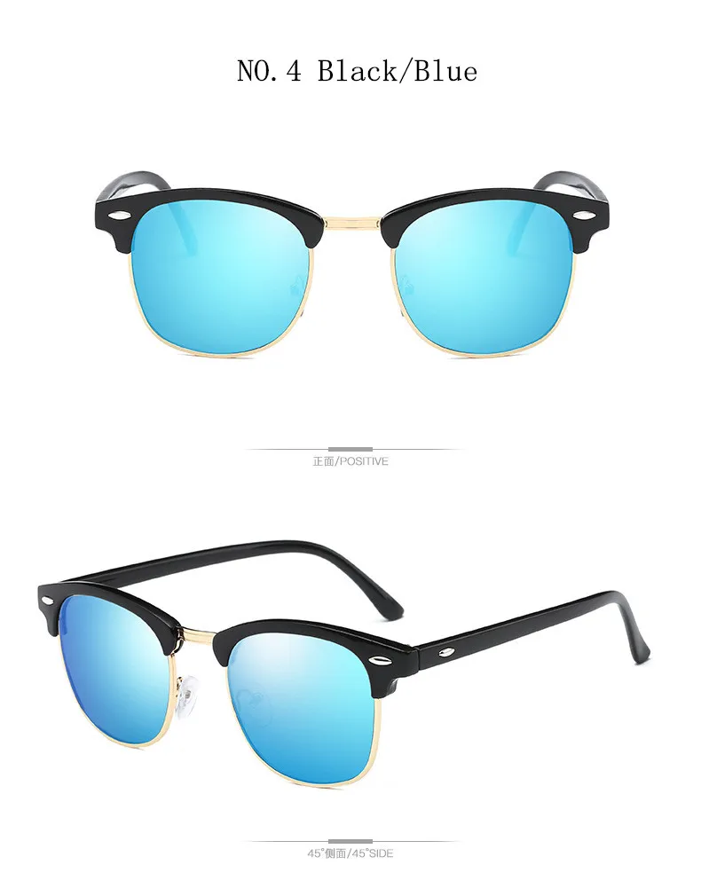 Новая мода полу поляризованные солнцезащитные очки без оправы Для мужчин Для женщин Брендовая Дизайнерская обувь полукадр солнцезащитные очки Классические Óculos De Sol UV400