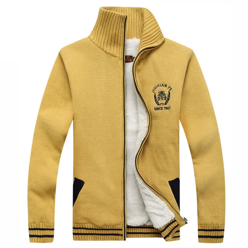 Mens Casual Brand Zipper Sweater Cardigan Men Turtleneck