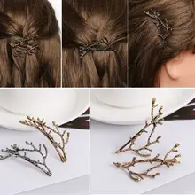 1 шт., модная женская металлическая ветка с листьями заколки-пряжки для волос, заколки для волос, аксессуары для укладки волос