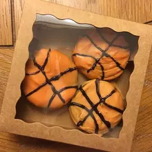 10*10*3cm nuevas cajas de galletas Kraft con ventana de PVC cajas para pasteles cajas de Favor para invitado de fiesta 12 Uds