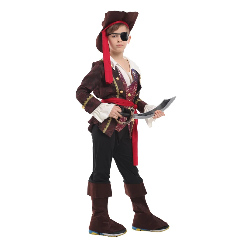 Детский роскошный костюм капитана пирата с одним глазом Skullduggery для мальчиков; вечерние костюмы на год и Хэллоуин