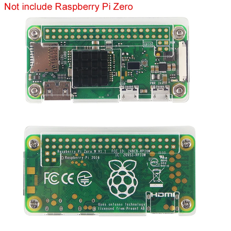 Чехол для Raspberry Pi Zero W 4 в 1 акриловый чехол + алюминиевый радиатор коннектор GPIO 40 Pin