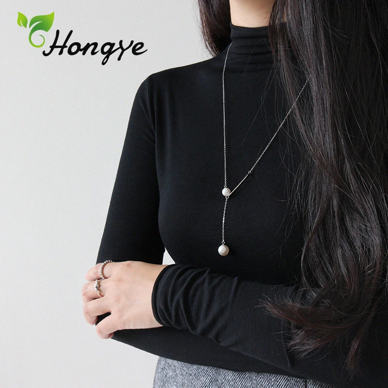 Ожерелье с подвеской Hongye 2 жемчужины декоративные длинные ожерелья булавкой
