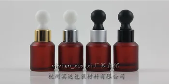 

15ml rose red frosted Glass Essential Oil Bottle With aluminum dropper cap.the bottom of bottle is thin,Essential Oil Container