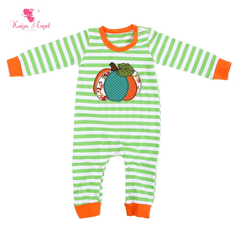 

Kaiya Angel Christmas Santa Claus Stripe Long Sleeve Halloween Orange Pumpkin Clothes Newborn Baby Girl Boy Rompers wholesale