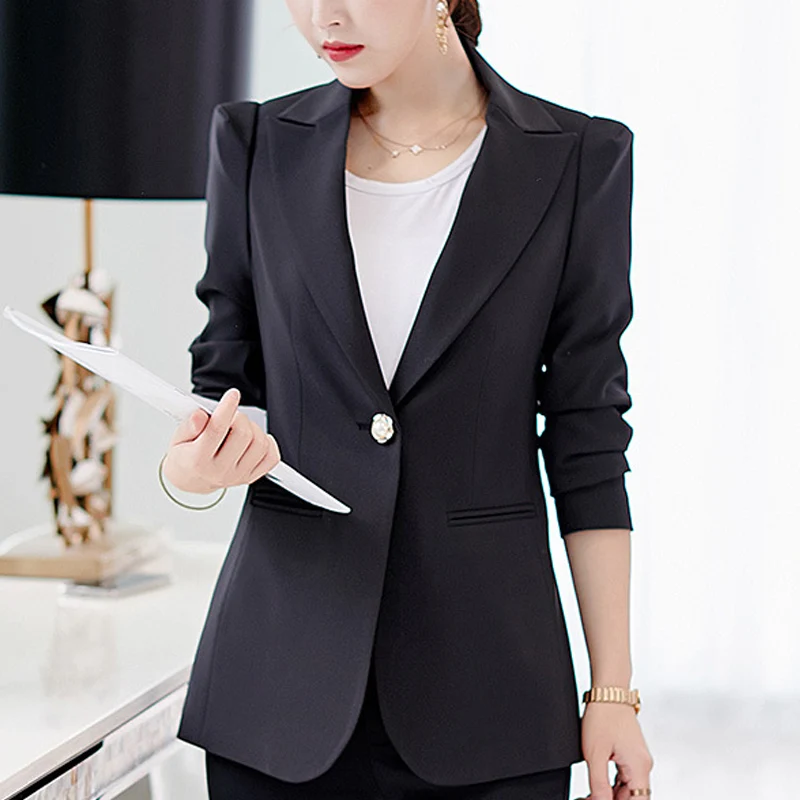 

Spring Autumn long sleeve Blazer women fashion solid black office ladies Blazer for women formal women blazers and jackets B645