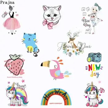 

Prajna Unicorn Toucan Iron On Transfers For Clothes Candy Girl Flamingo Patches Vinyl Heat Thermal Transfer Cartoon Decor F