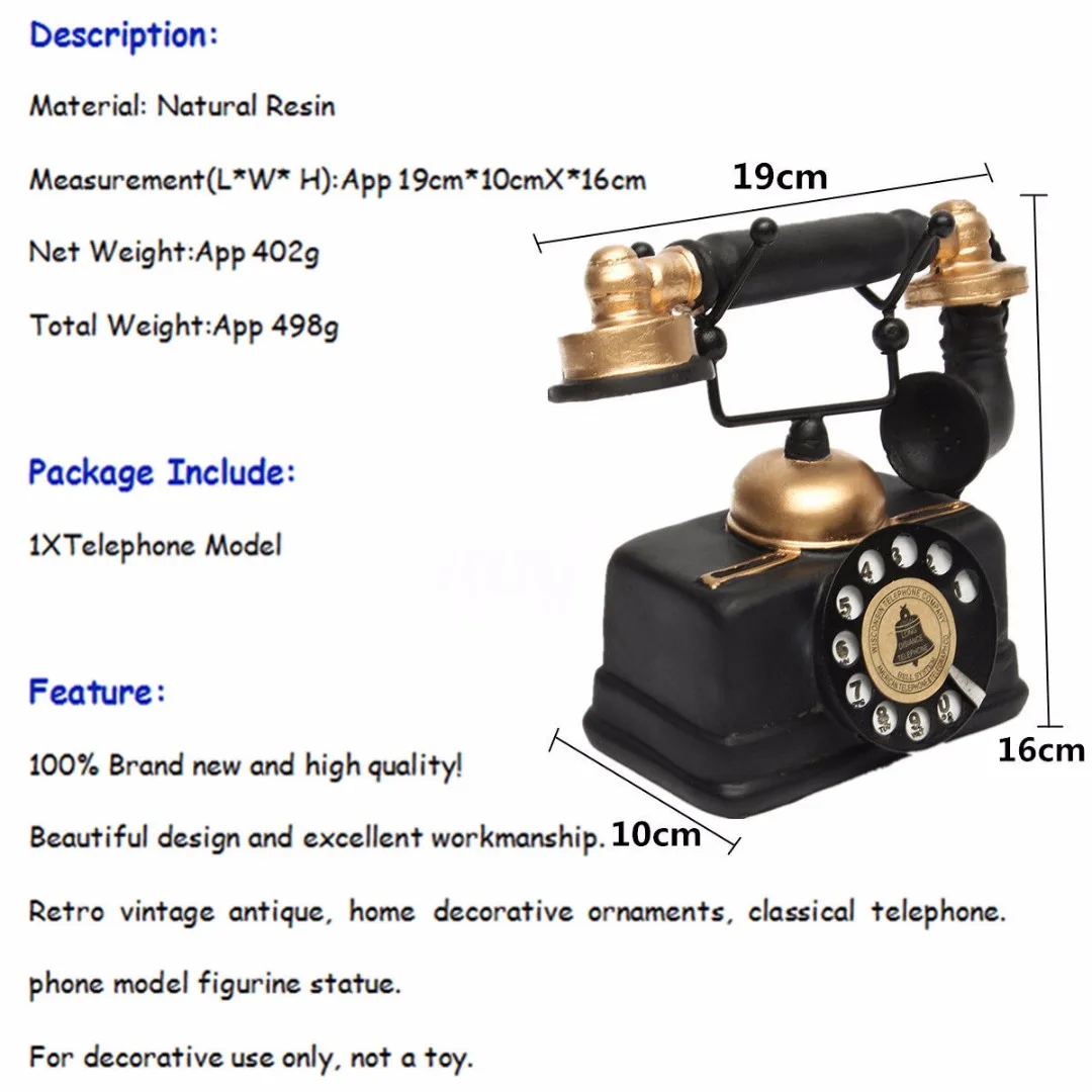 Европейский ретро винтажный поворотный телефон статуя античный потертый старый телефон Статуэтка декор модели дома гостиной рабочего стола украшения