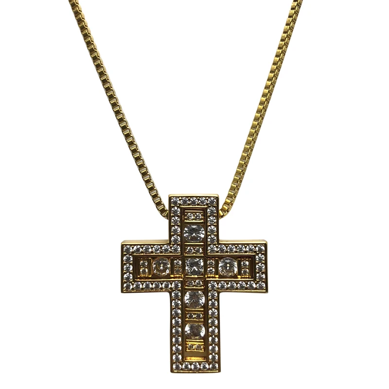 Модный бренд модный кулон ожерелье CZ бусы Iced Out крест кулон ожерелье для мужчин женщин ювелирные изделия, дружба подарок