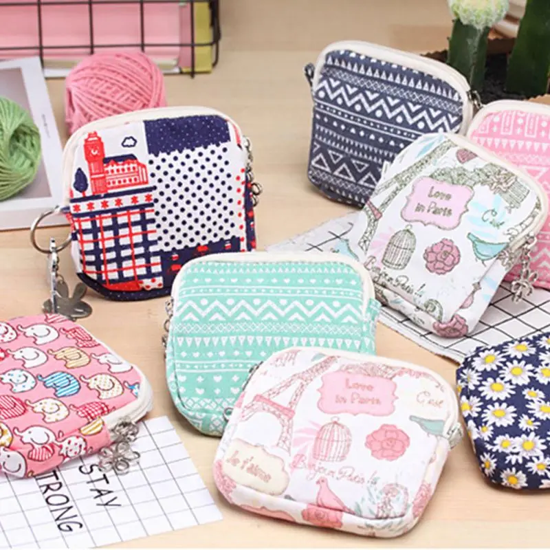 New Sweet Cartoon Sanitary Napkin Bag Purse Holder Organizer Storage Bags with Zipper Travel