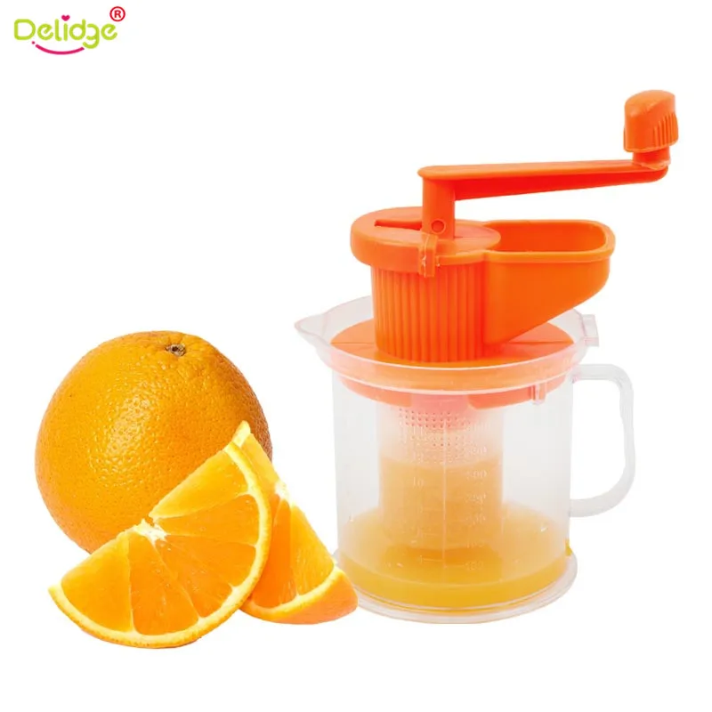 Delidge 1 pc Mini Juice Machine Plastic Multifunction Manual Orange