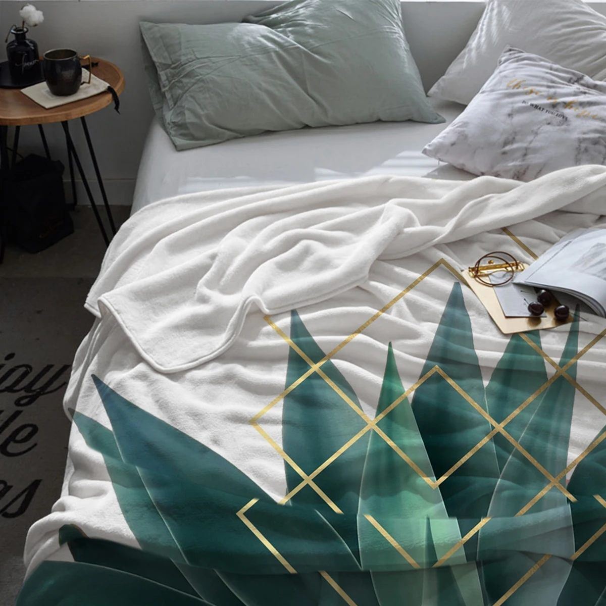 Agave геометрическое одеяло, теплое одеяло из микрофибры, фланелевое одеяло для спальни