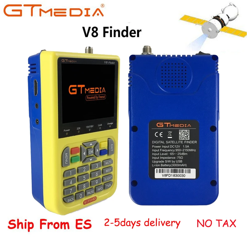 

GTMEDIA/Freesat V8 Finder DVB-S2 DVB-S FTA Digital Satellite SatFinder Meter HD Satellite Finder Tool TFT LCD Sat Finder Signal
