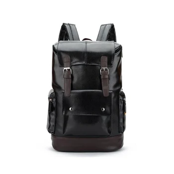 

LJL 2018 High Capacity Large Mens Travel Backpack Bag Black Leather Man Backpack For Trip Laptop Backpack mochila masculina