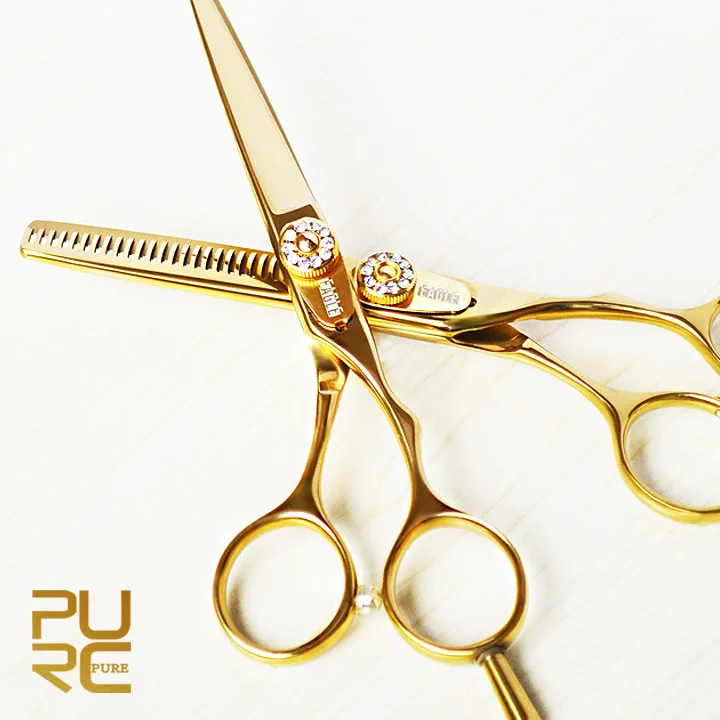 Золотые титановые 5,5 дюймовые ножницы для стрижки волос и филировочные ножницы для волос Горячая Распродажа набор ножниц для волос