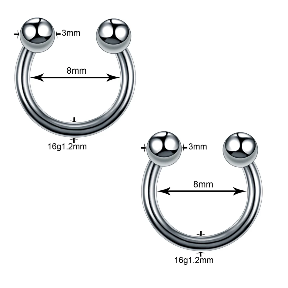 2 шт. 316l хирургическая сталь Брови Кольцо Серьги Козелок Cartliage пирсинг сегмент кольцо губы Лабрет язык пирсинг ювелирные изделия для тела - Окраска металла: Style 8