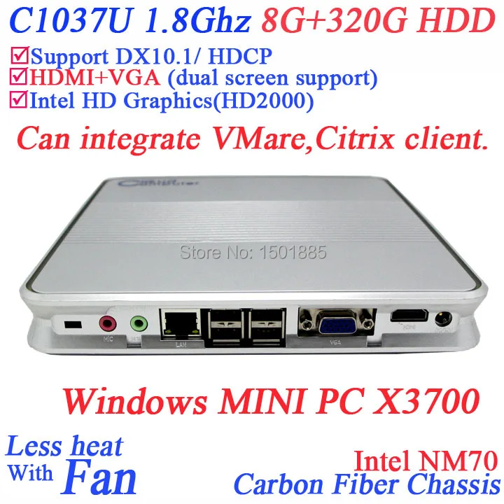 Smart tv box pc with Intel Celeron 1037u Dual Core mini pc 1.8Ghz VGA WIFI Windows MINI PC X3700