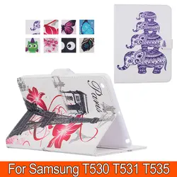 Печатные Leatehr Обложка для Samsung Tab 4 T530 t535 10.1 'дюймовый корпус модные кожаные Smart Cover кошелек стенд держатель слот для карт