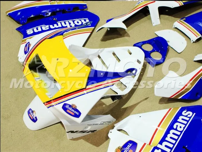 ABS инъекций комплект обтекателей Подходит для Honda NSR250 NC21 PGM3 1990 1991 1992 1993 NSR250 NC21 PGM3 90 91 92 93 белого и синего цвета QQ87