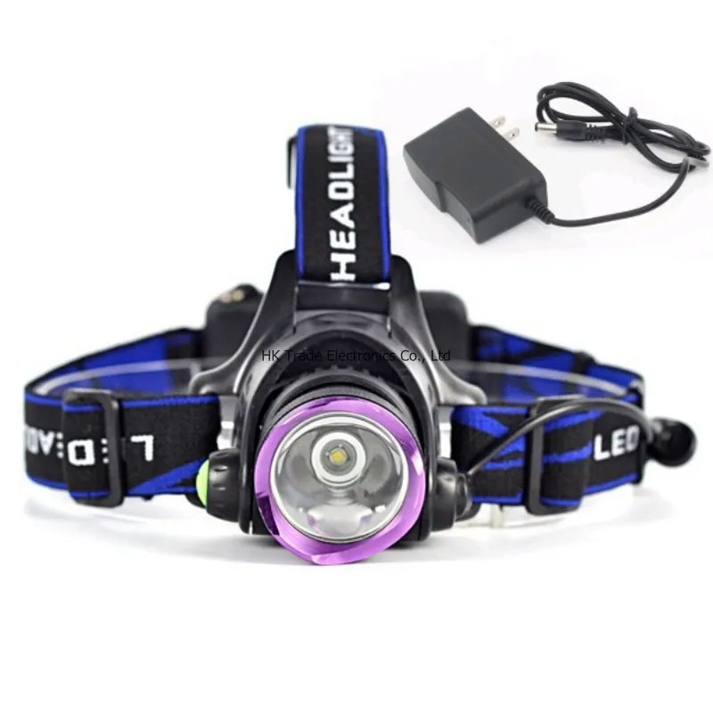 

Super Purple Head CREE XM-L T6 LED 2000Lumen Headlight Bike Bicycle Light headlamp +wall Charger