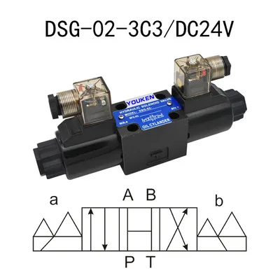 DSG-02 серия гидравлический электромагнитный двухсторонний направленный клапан одноголовый клапан 24VDC 220VAC распределительный клапан электромагнитный - Цвет: DSG-02-3C3-DC24V