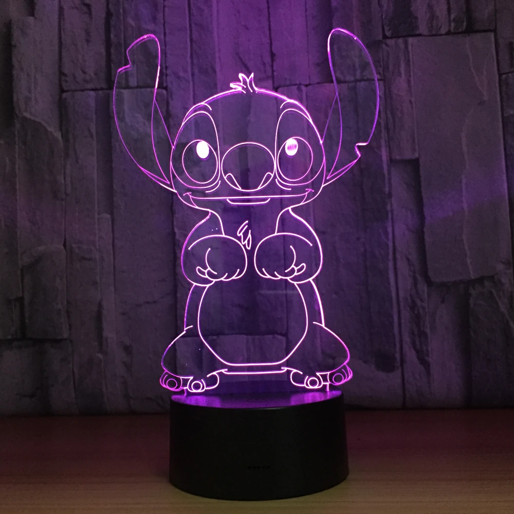 Мультфильм стежка 3D светодиодный настольная лампа дистанционное управление Flash Effect 7 цветов акриловые визуальные иллюзии светодиодные фонари USB детский ночник