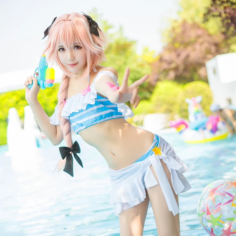 Аниме Fate/Extella Link Astolfo костюм для косплея сексуальный комплект бикини купальник