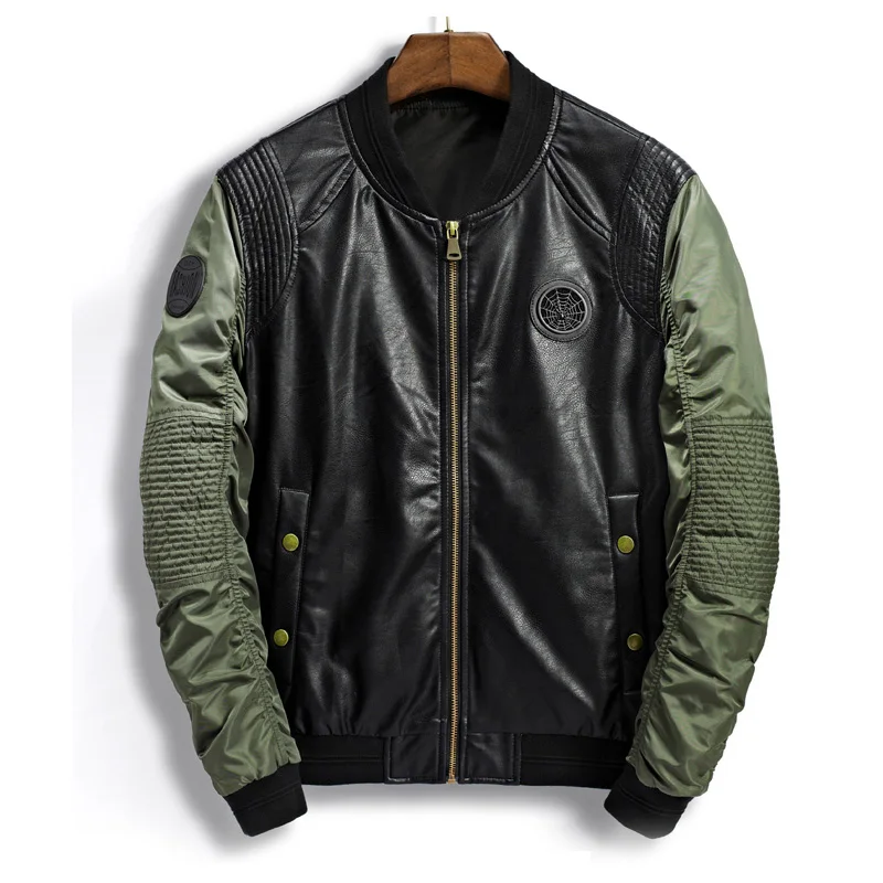 Осенне-зимняя Классическая брендовая мужская одежда кожаная куртка-бомбер верхняя одежда из искусственной кожи армейский зеленый черный Куртка Пилота мотоциклетная куртка