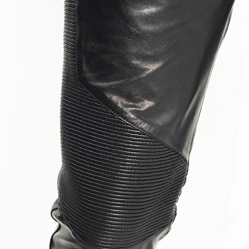 Мужские кожаные брюки байкерские брюки мото и Байкер Панк Рок Брюки плотные готические Кожаные Брюки Гладкие Блестящие Брюки сексуальные WZS003