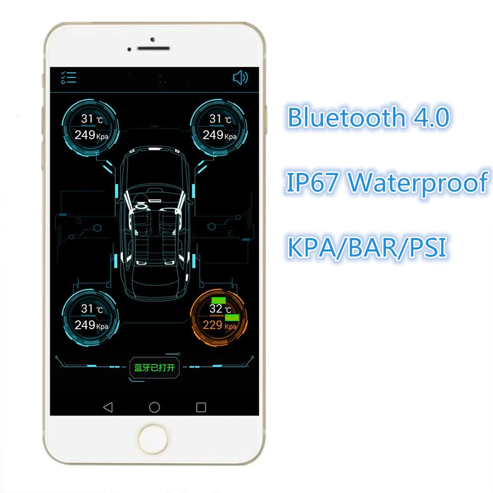 Давление в шинах Bluetooth TPMS давление в шинах, сигнализация давления в шинах, система безопасности, автоматическое зарядное устройство датчик давления в шинах