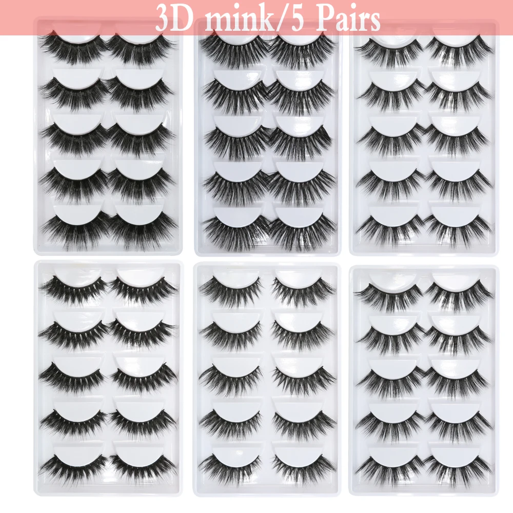 

5 Pairs 3D 100% Mink Eyelashes Makeup Natural Faux Cils Lashes Eye Lashes Lash Extension Makyaj Cilios maquillaje