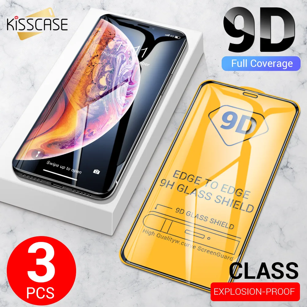 

KISSCASE 3 PCS Tempered Glass For iPhone XS XS Max XS X Explosion Proof Screen Protector For iPhone 8 7 8 Plus 6S 6 Plus 5S 5 Se